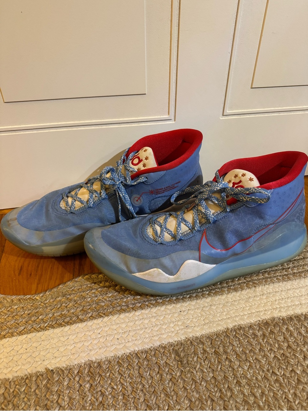 Nike KD 12 Don C Light Blue and Red Mid-Top Sneakers Size 16